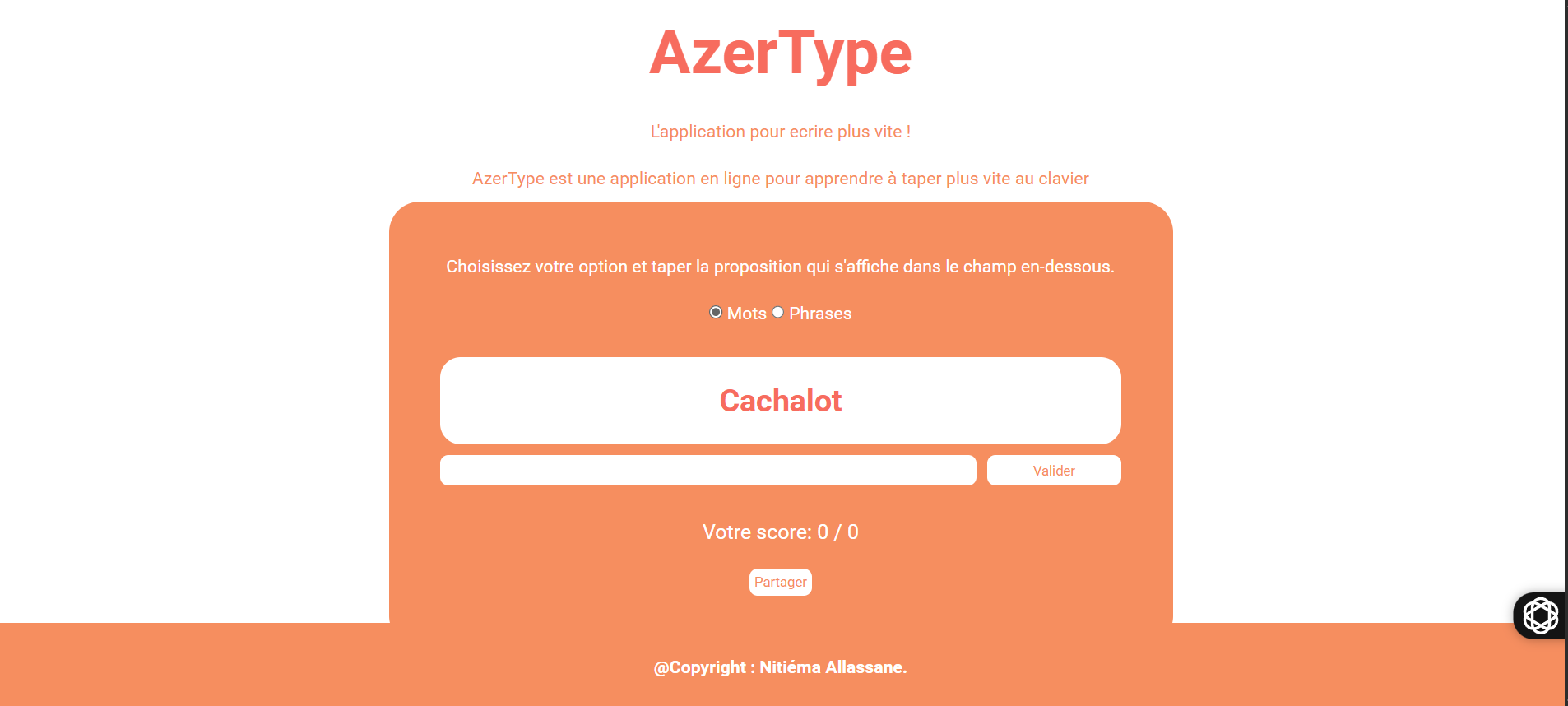 Capture d'ecran du projet Azertype