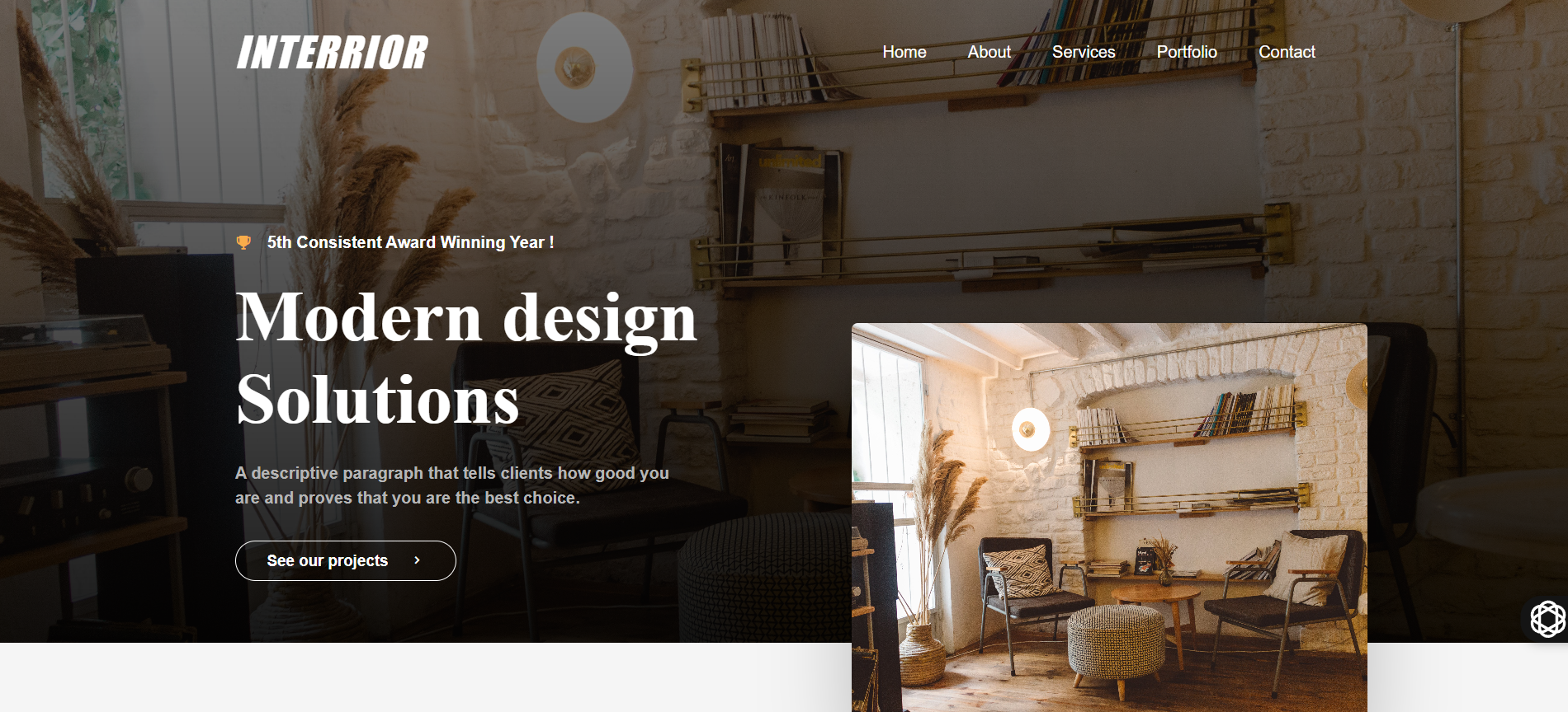 Capture d'ecran d'un site de decoration interrieur
