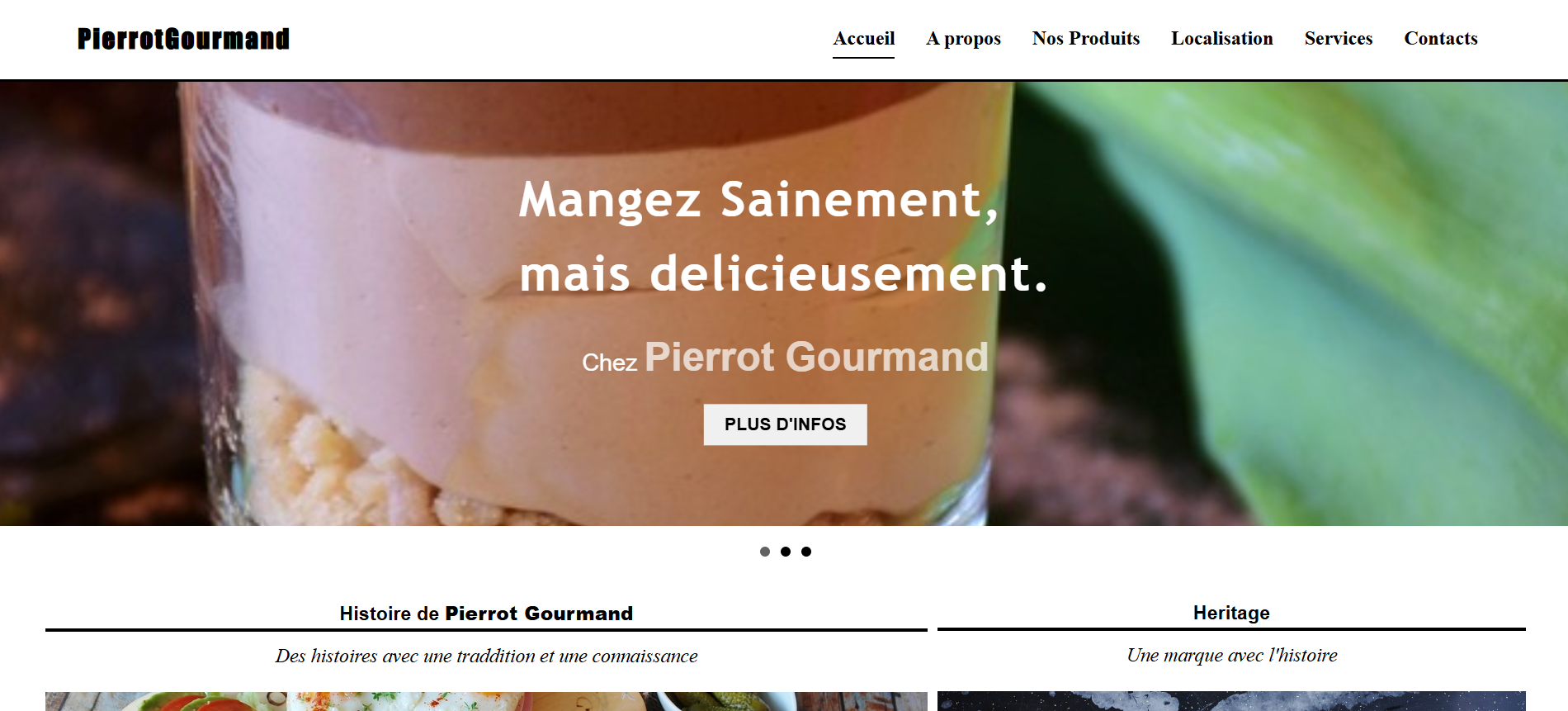 Capture d'ecran d'un site vitrine d'un restaurant
