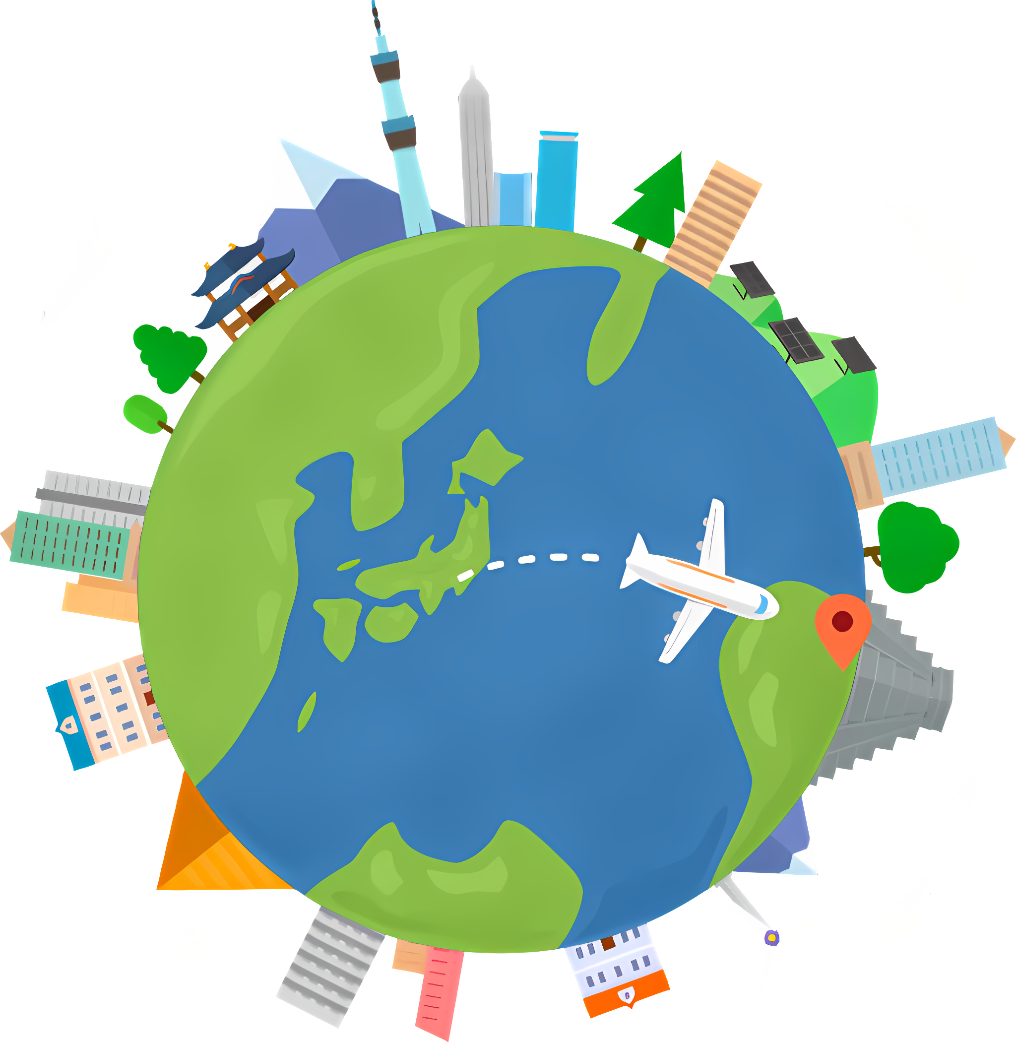 image de la terre avec un avions qui vole au dessus
